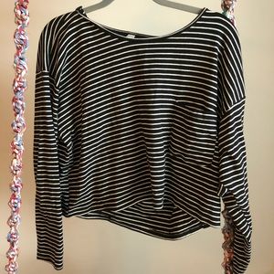 American Apparel Cropped Striped Long Sleeve